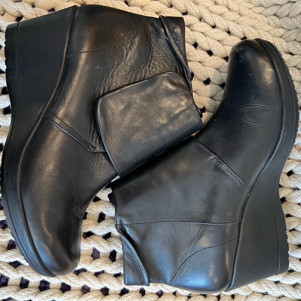 Dansko Romy Burnished Napa Wedge Booties, European Size 42, US 11